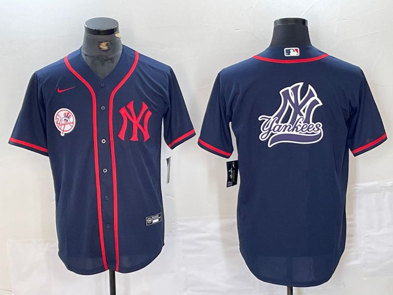 Men New York Yankees Blank Blue Third generation joint name Nike 2024 MLB Jersey style 17